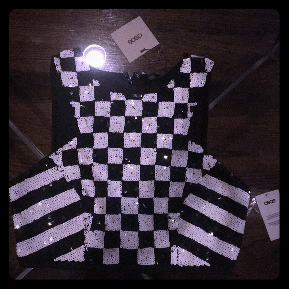 ASOS checkered sequin crop top